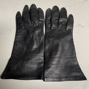 Women's Vintage Grandoe Black Leather Gloves Size 7.5 Made in Italy
